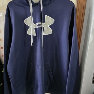 Under Armour Navy Hoodie with Gray Logo and Drawstring